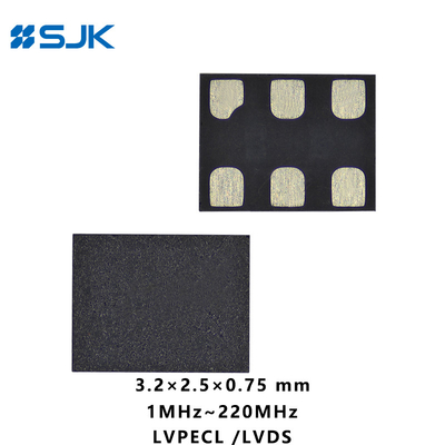 Buy SMD 3225 Size Programmable MEMS LVPECL Differential Oscillator With 6Pads Support 1-220MHz 2.25-3.63V online manufacture